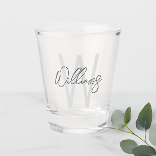 Verre A Shot Script moderne Monogramme personnalisé et nom