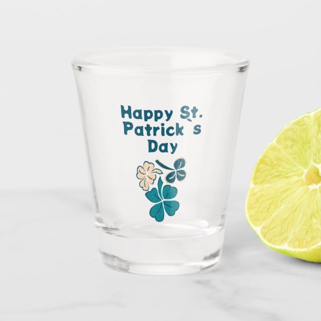 Verre A Shot Shamrock Clover Irish Joyeux St Patrick`s Day (Devant)