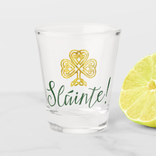 Verre A Shot Shamrock d'or irlandais Slainte ! Verre à shot