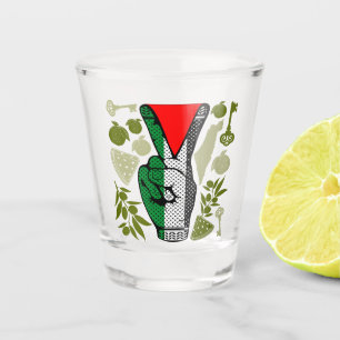 Verre A Shot Signe de victoire à la main Résistance Symbole Tri