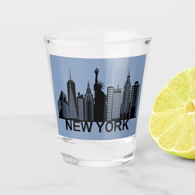 Verre A Shot silhouette de la ville de New York (Devant)