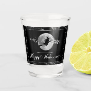 Verre A Shot Silhouette de sorcière noire Halloween