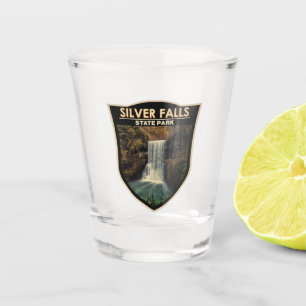 Verre A Shot Silver Falls State Park Oregon Watercolor Vintage
