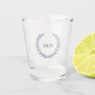 Verre A Shot Simple élégant Mariage de monogramme bleu marine