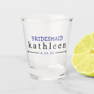 Verre A Shot Simple Marine Blue Bridesmaid Personnalisé