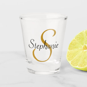 Verre A Shot Simple Monogramme Initial & Nom