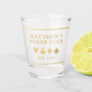 Verre A Shot Simple Monogramme Nom Poker Club Card Suite