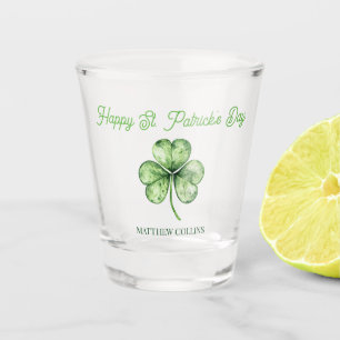 Verre A Shot Simple Shamrock vert Nom Joyeux St. Patrick's Day