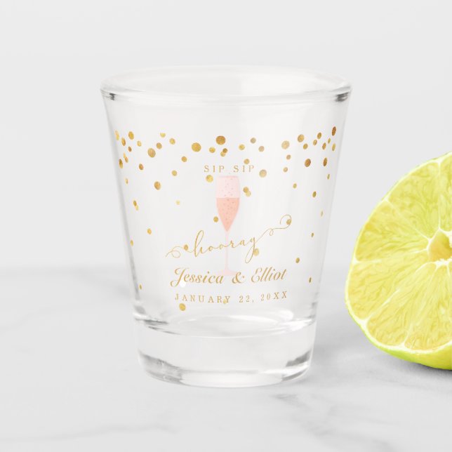 Verre A Shot Sip Sip Hooray Douche ou Fiançailles (Devant)