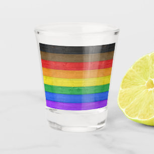 Verre A Shot SlipperyJoe's inclusive gay pride drapeau en bois 