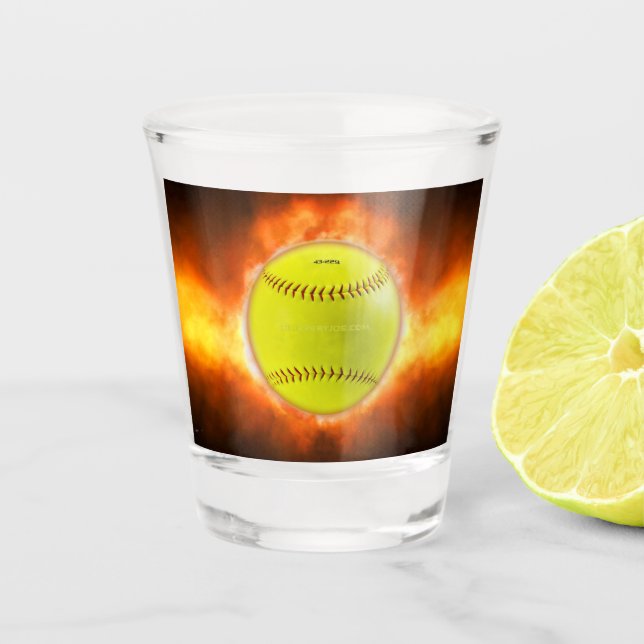 Verre A Shot SlipperyJoe's jaune balle de feu de balle de feu r (Devant)