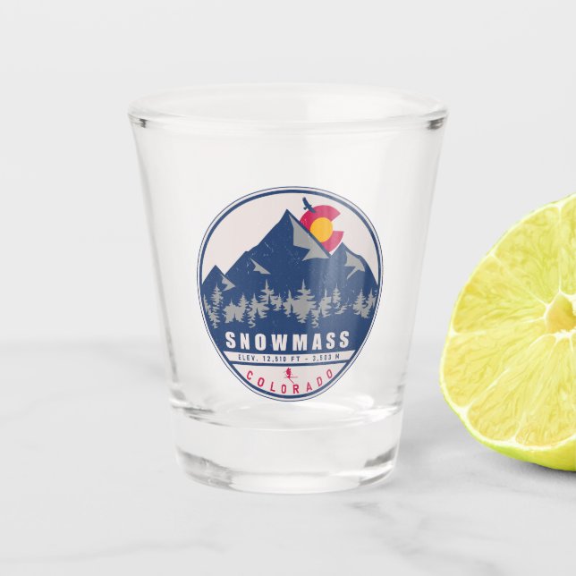 Verre A Shot Snowmass Colorado Retro Sunset Ski Souvenirs (Devant)