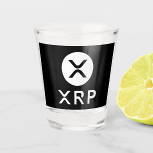 Verre A Shot Soirée de la crypto-monnaie XRP en noir et blanc