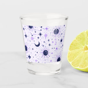 Verre A Shot Soleil Lune Étoiles Noir et Violet Céleste