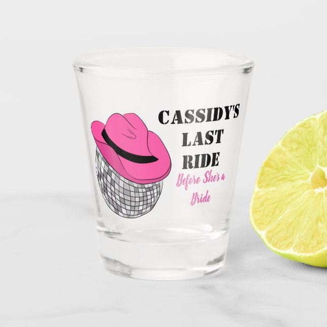 Verre A Shot Son Dernier Ride Disco Cowgirl Bachelorette Party (Devant)