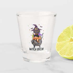 Verre A Shot Sorcière - Chat portant une sorcière
