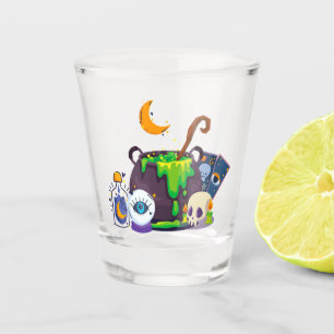 Verre A Shot Sorcière Cuisine Cauldron Potion Sous Le Lune