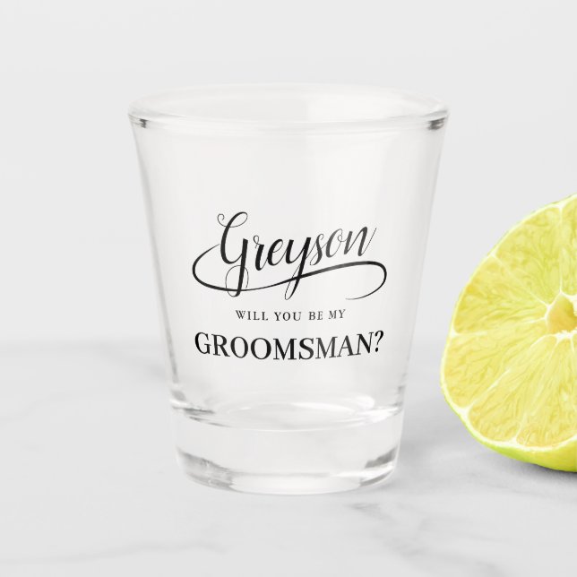 Verre A Shot Soyez Mon Groomsman Calligraphie manuscrite  (Devant)