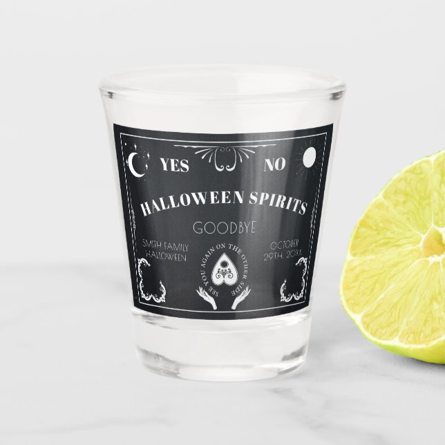 Verre A Shot Spirit Board Celestial Black & White Halloween (Devant)