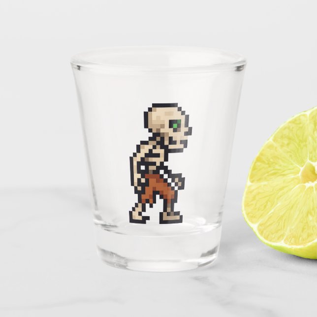 Verre A Shot Squelette Rétro 8-bits (Devant)