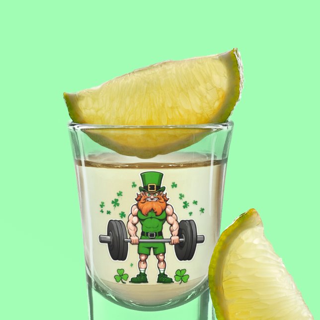 Verre A Shot St. Patrick's Day Drôle Leprechaun Barbell Gym (Funny Leprechaun St. Patrick's Day Barbell Gym Fitness Swole Shot glass )