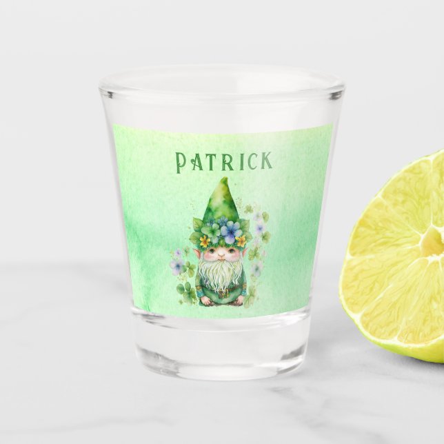 Verre A Shot St. Patricks Day Gnome Leprechaun Personnalisé (Devant)