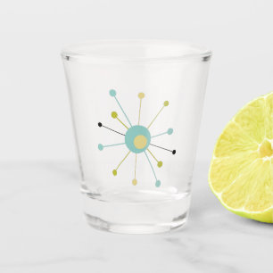 Verre A Shot Starburst atomique Bleu Jaune Vert Mi-siècle