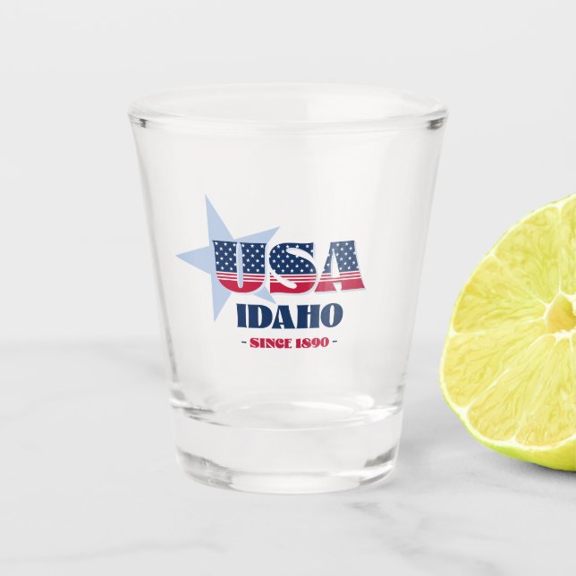 Verre A Shot Stars, Stripes, et Idaho 1890 Vitre (Devant)