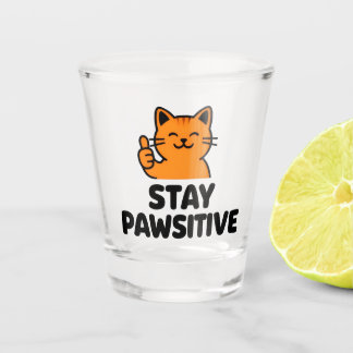 Verre A Shot stay pawsitive cute Ginger cat shot Glass
