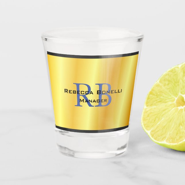 Verre A Shot Style tendance Monogramme minimaliste couleur or c (Devant)