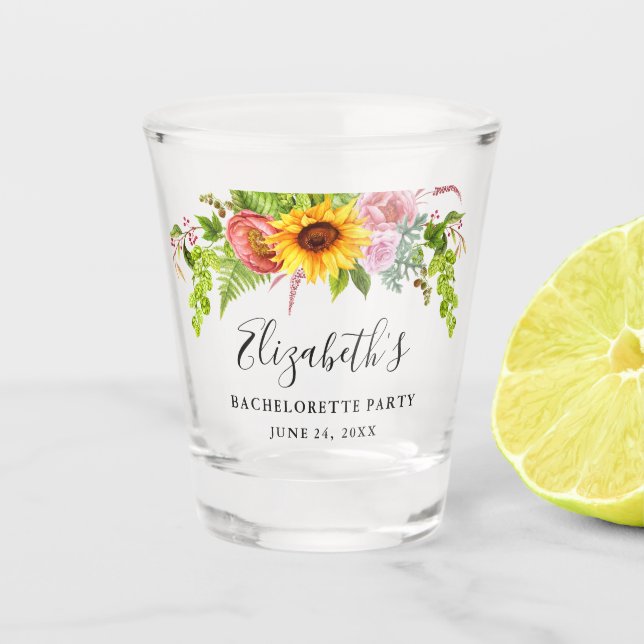Verre A Shot Sunflower Boho Floral Bachelorette Party (Devant)