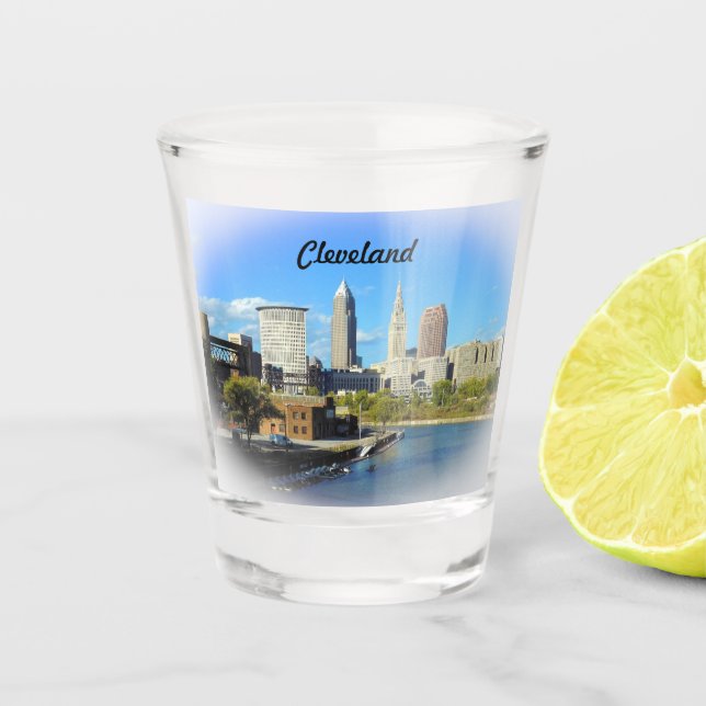 Verre A Shot Sunny Cleveland River Skyline (Devant)