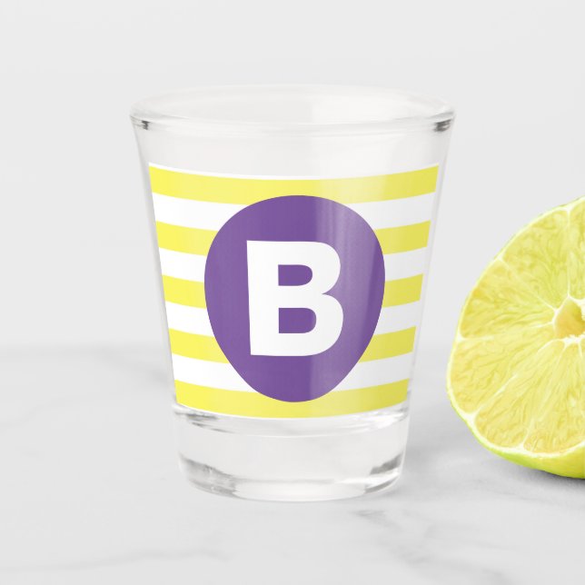 Verre A Shot Sunny Yellow Striped Purple Monogram (Devant)