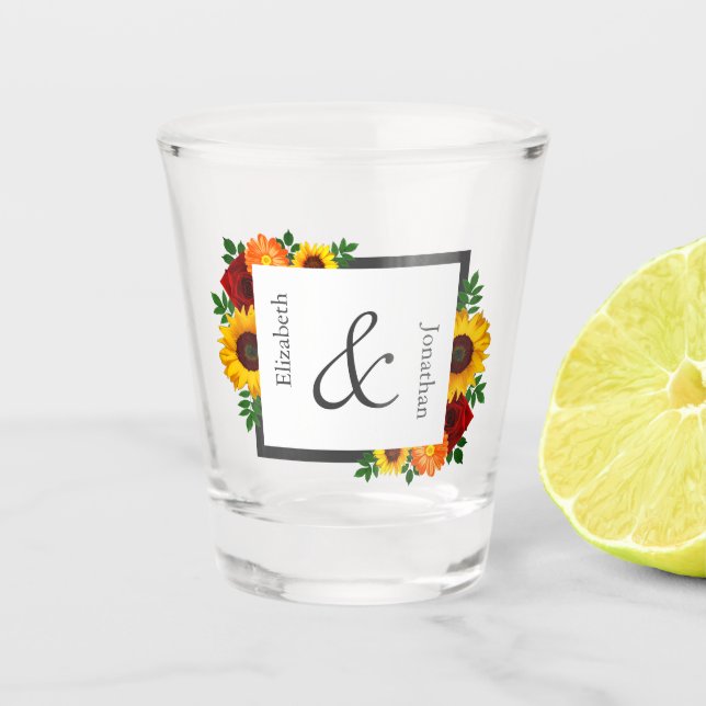 Verre A Shot Sunset Sunflower Rose Floral Mariage (Devant)