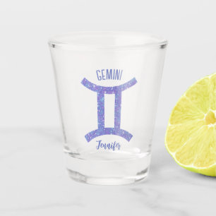 Verre A Shot Symbole d'astrologie Gemini violet mou Anniversair