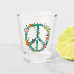 Verre A Shot SYMBOLE DE PAIX Floral Hippie
