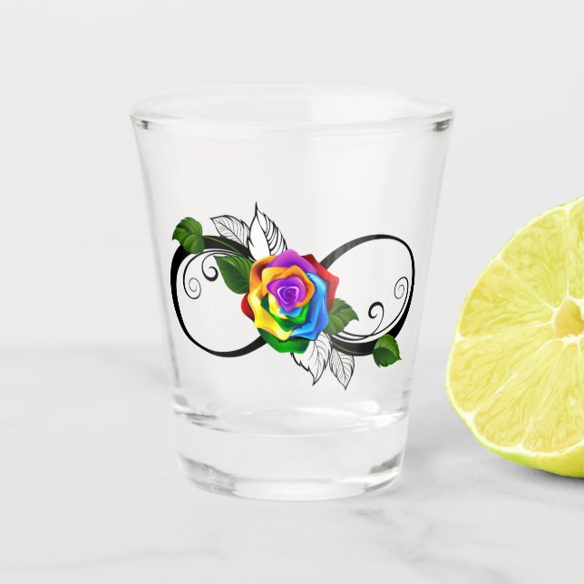 Verre A Shot Symbole d'infini avec Rose arc-en-ciel (Devant)