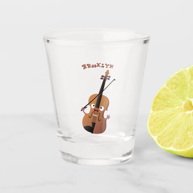 Verre A Shot Sympa drôle violon personnage de dessin animé (Devant)