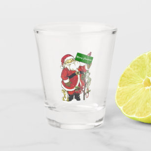 Verre A Shot Sympathique Père Noël tenant des signes de Noël An
