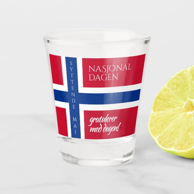 Verre A Shot Syttende Mai 17 mai Drapeau de la Journée national (Devant)