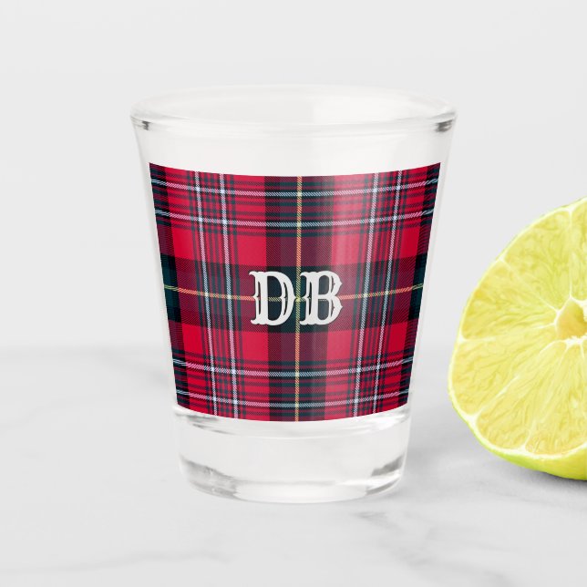 Verre A Shot Tartan rouge avec (ou sans) vos initiales ou votre (Devant)
