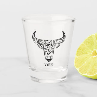 Verre A Shot Taureau tribal noir et blanc / Ox