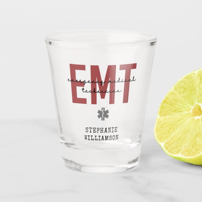 Verre A Shot Technicien Médicale d'urgence EMT personnalisé (Devant)