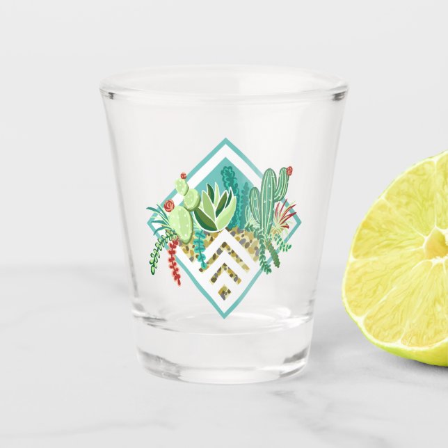 Verre A Shot Terrarium moderne de succulents et de cactus géomé (Devant)