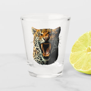 Verre A Shot Tête d'attaque du léopard