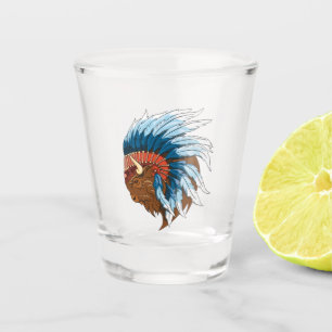 Verre A Shot Tête de buffle avec coiffure indienne