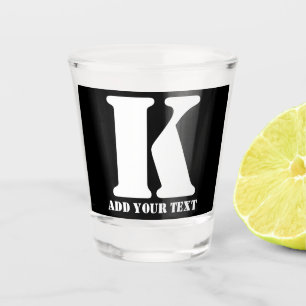 Verre A Shot Texte moderne personnalisé noir monogramme personn