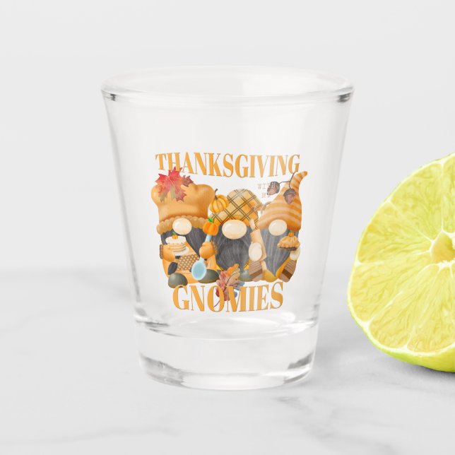Verre A Shot Thanksgiving Avec Mes Gnomies Les Gnomes D'Automne (Devant)