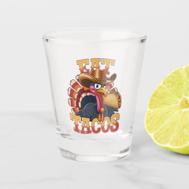 Verre A Shot Thanksgiving Turquie Mange Tacos Drôle Mexicain (Devant)