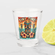 Tiki Time Shot Glass - Vintage Tropical Barware